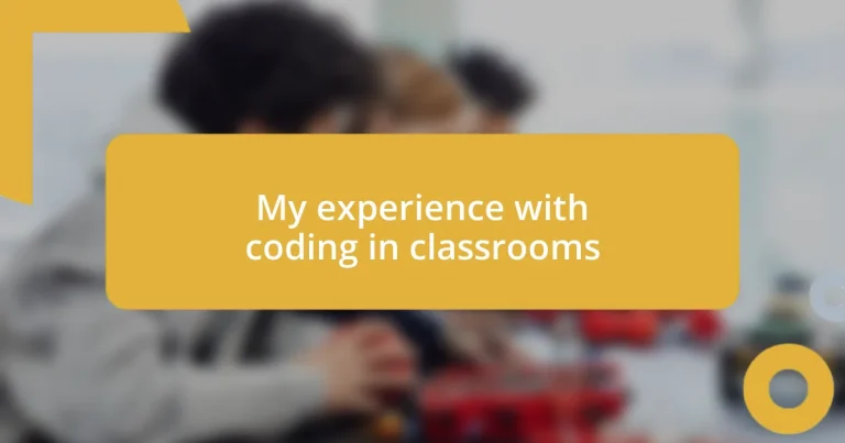 My experience with coding in classrooms